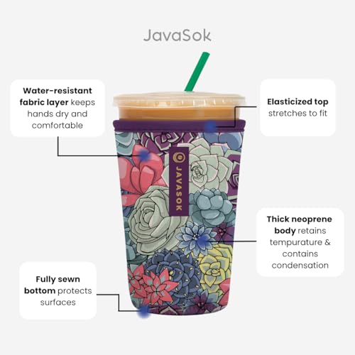 Sok It JavaSok Iced Coffee & Cold Soda Insulated Neoprene Cup Sleeve (Blush Blossoms, Medium: 22-28oz) - Image 2