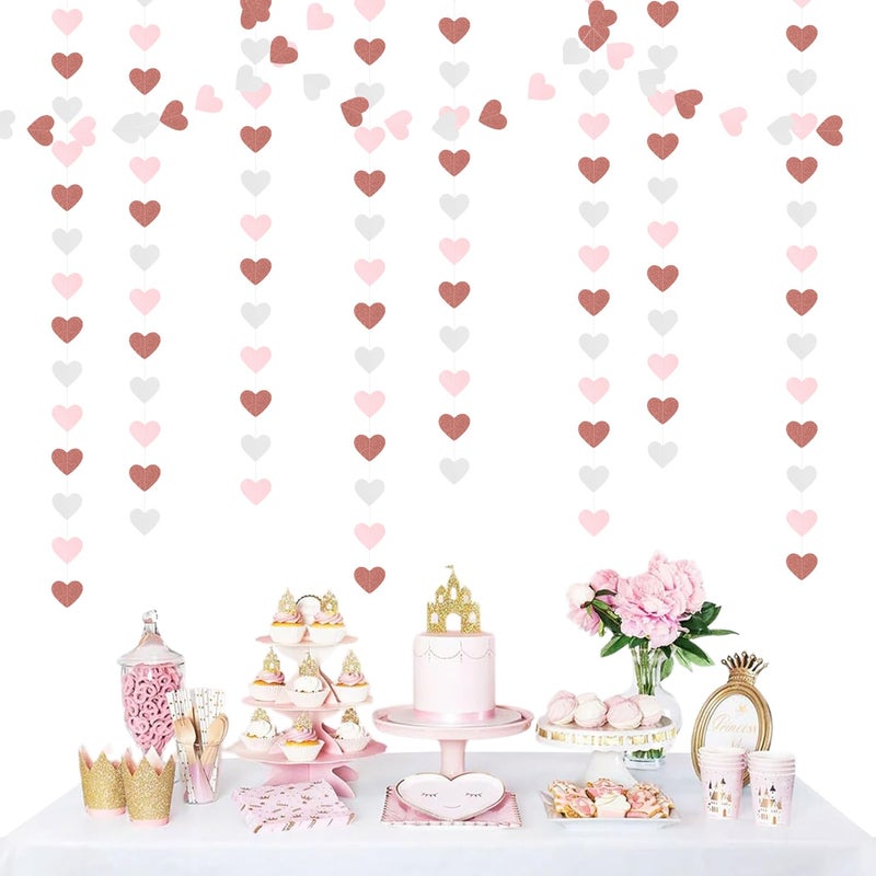 burgleda Pink-White Rose-Gold Valentines Party-Decorations Heart-Garland - 52ft Galentines Women Streamers Banner,Romantic Special Night Wedding Bachelorette Bridal Shower Birthday Backdrop Decor Burgleda - Image 5