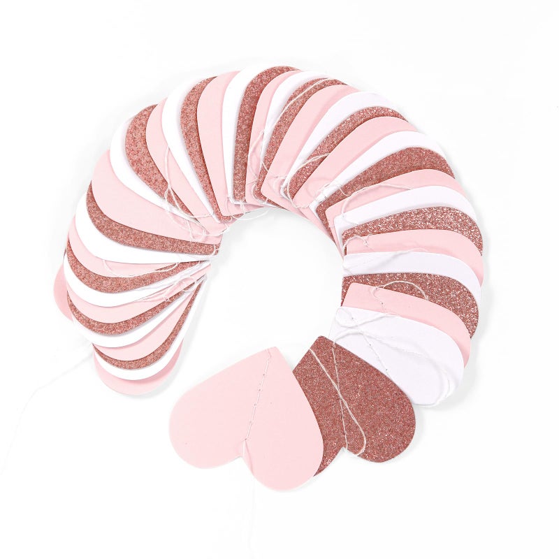 burgleda Pink-White Rose-Gold Valentines Party-Decorations Heart-Garland - 52ft Galentines Women Streamers Banner,Romantic Special Night Wedding Bachelorette Bridal Shower Birthday Backdrop Decor Burgleda - Image 3