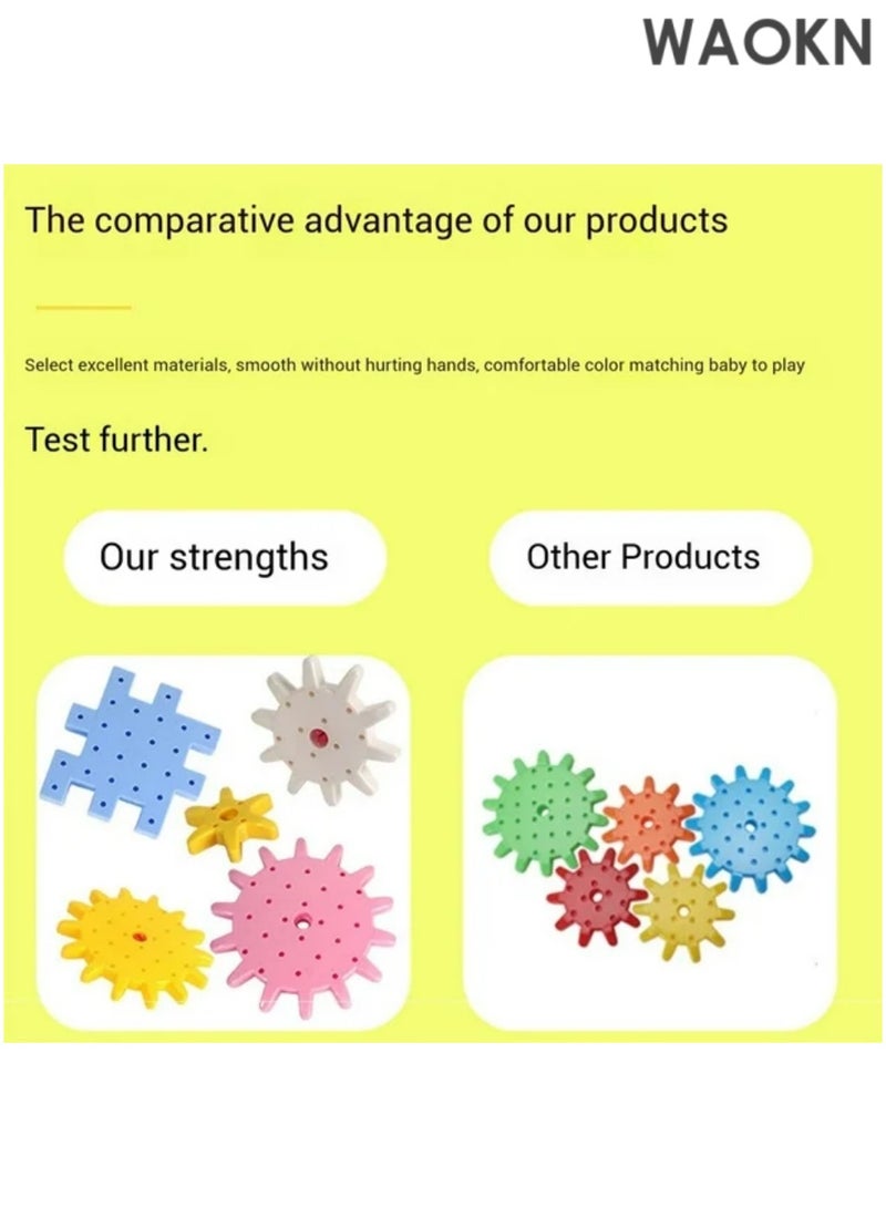 WAOKN Gear Building Toy Set - 83 Piece Interlocking Learning Blocks with Motorized Spinning Gears, STEM Educational Construction Kit for Kids Ages 4-8, Playground Edition Creative Engineering Toys for Boys & Girls - Image 5