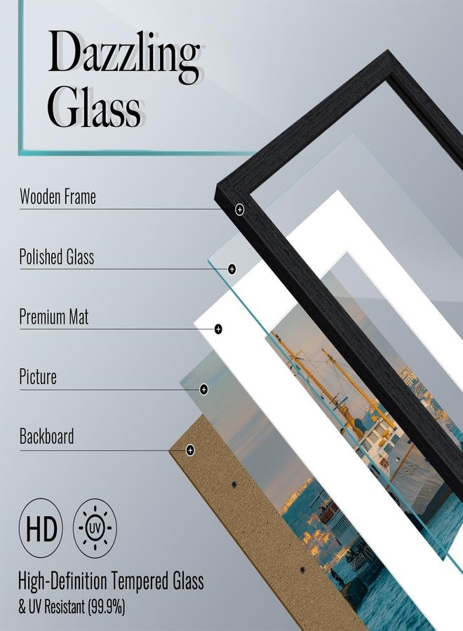 VCK 5x7 Picture Frame 2 Pack, Natural Wood Grain Black Oak & HD Glass, Display 4x6 Photos with Mat or 5x7 without Mat, Tabletop or Wall Hanging - Image 5