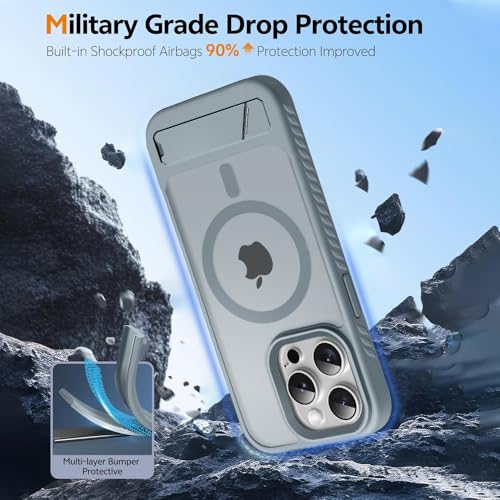 KARWAN®️Ultra Hybrid Matte Back Cover Case Compatible with Stand Magnetic for iPhone 16 Pro | Mag-Safe Wireless Charging | Camera Bump Protection -(Grey) - Image 4