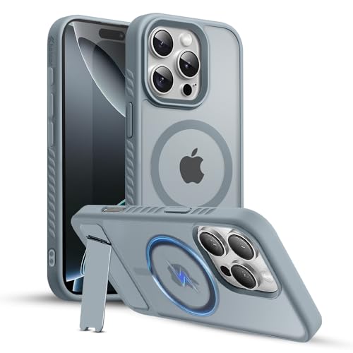 KARWAN®️Ultra Hybrid Matte Back Cover Case Compatible with Stand Magnetic for iPhone 16 Pro | Mag-Safe Wireless Charging | Camera Bump Protection -(Grey) - Image 1