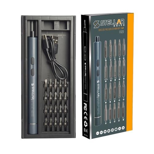 STELLAR DRIVE Cordless Electric Screw driver Kit | 3.6V Battery | 20-Piece Bit Set | 200 RPM | USB Type-C | Repair Tool Kit for Phone, Laptop, PC, Watch & Others - Image 1