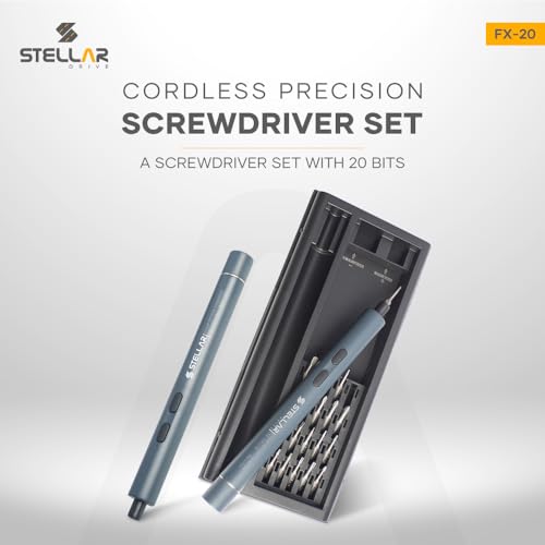 STELLAR DRIVE Cordless Electric Screw driver Kit | 3.6V Battery | 20-Piece Bit Set | 200 RPM | USB Type-C | Repair Tool Kit for Phone, Laptop, PC, Watch & Others - Image 2