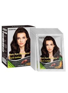 Ecofan 10 PCS Semi-Permanent Hair Color Shampoo - 3 in 1 Instant Hair Dye for Men & Women, Herbal Ingredients for 100% Grey Coverage (Dark Coffee/Dark Brown) 