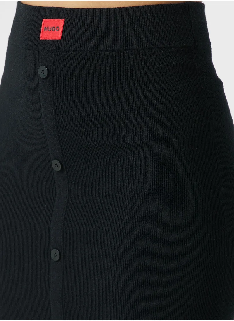 HUGO High Waist Midi Skirt