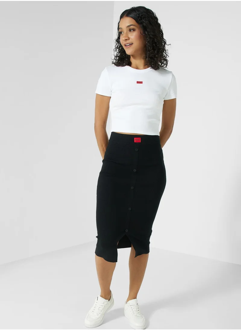 HUGO High Waist Midi Skirt