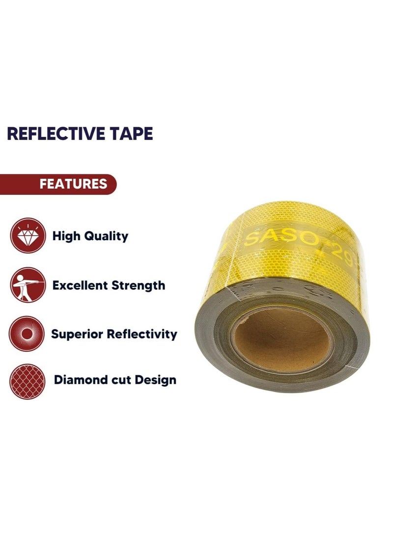 Agc Yellow Reflective Tape Roll 10cm x 25m for Trucks, Trailers, Helmets, Bicycles, Road Safety and Industrial Use – High Visibility Diamond Grade Reflector Adhesive Strip - Image 2