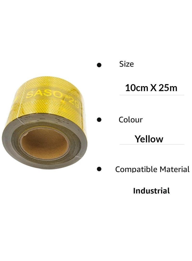 Agc Yellow Reflective Tape Roll 10cm x 25m for Trucks, Trailers, Helmets, Bicycles, Road Safety and Industrial Use – High Visibility Diamond Grade Reflector Adhesive Strip - Image 3