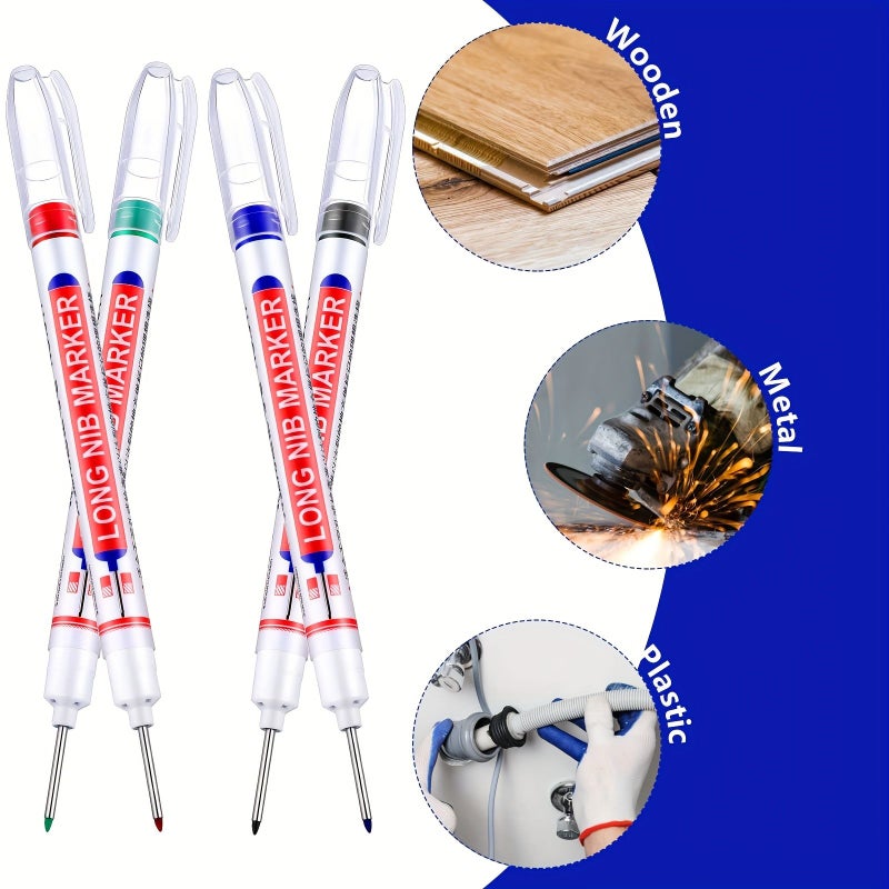 24 Pcs Multi Purpose Deep Hole Marker Pens 20mm Long Tip Drill Point Markers For Construction Bathroom Woodworking Mixed Colors - Image 3
