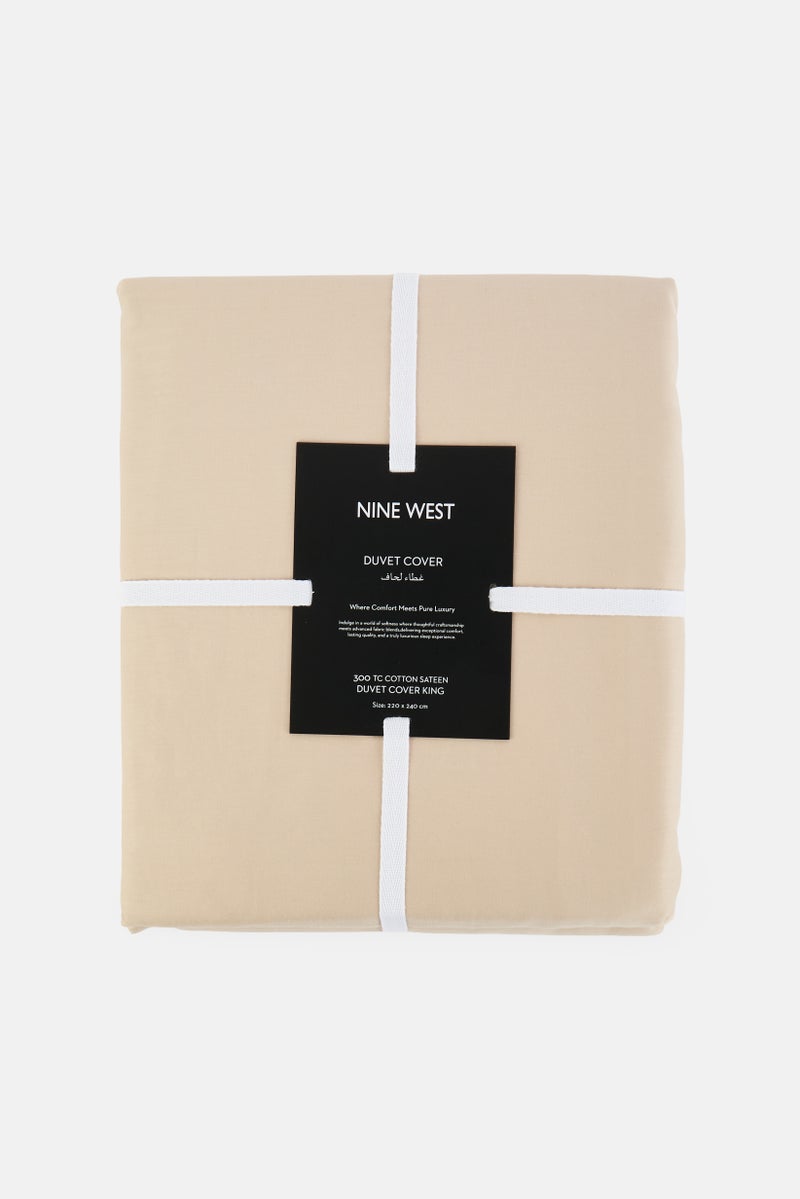 NINE WEST Cotton Duvet Cover Queen, Beige - Image 1