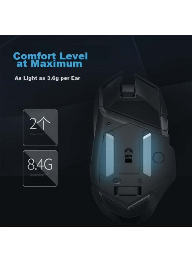 Dearmo F35 Wired Mouse, Wireless Mouse, Gaming Mouse, Dual-mode Mouse, Rechargeable Mouse, Customizable Weight Mouse, Black And White, 6000dpi - Image 5