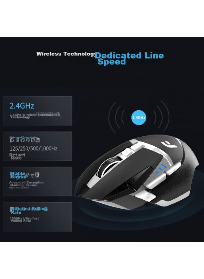 Dearmo F35 Wired Mouse, Wireless Mouse, Gaming Mouse, Dual-mode Mouse, Rechargeable Mouse, Customizable Weight Mouse, Black And White, 6000dpi - Image 4