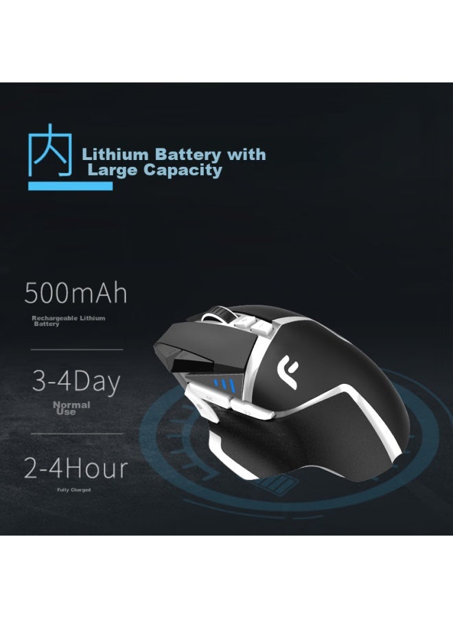 Dearmo F35 Wired Mouse, Wireless Mouse, Gaming Mouse, Dual-mode Mouse, Rechargeable Mouse, Customizable Weight Mouse, Black And White, 6000dpi - Image 2