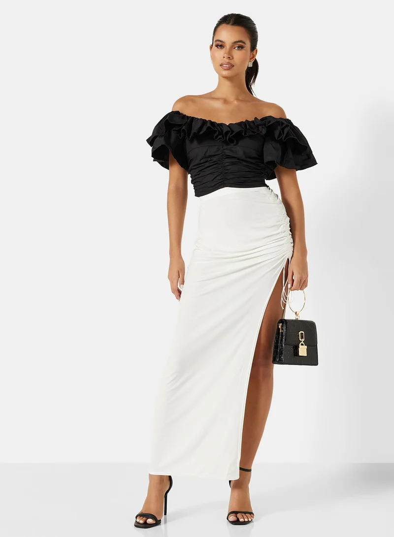 FEMME LUXE Ruffled Crop Top