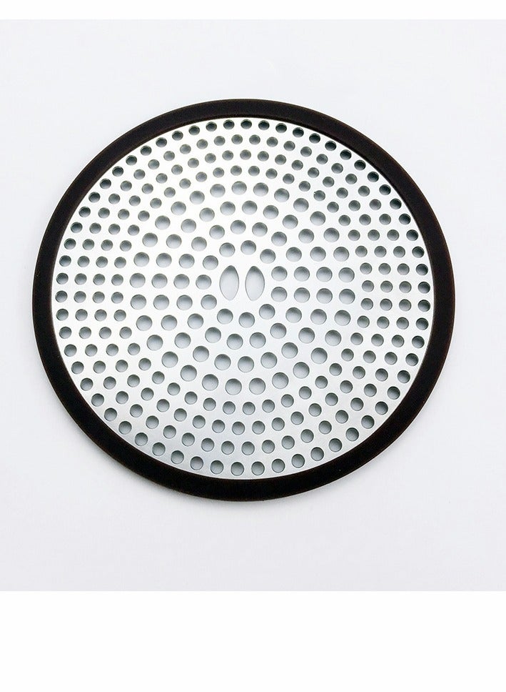 KASTWAVE Drain Strainers 304 Stainless Steel Hair Catcher Shower Drain Cover with Silicone Bathtub Hair Stopper Bathroom Hair Trap Floor Drain Protector Matte White 4.33 Inches Round Flat (White) - Image 1