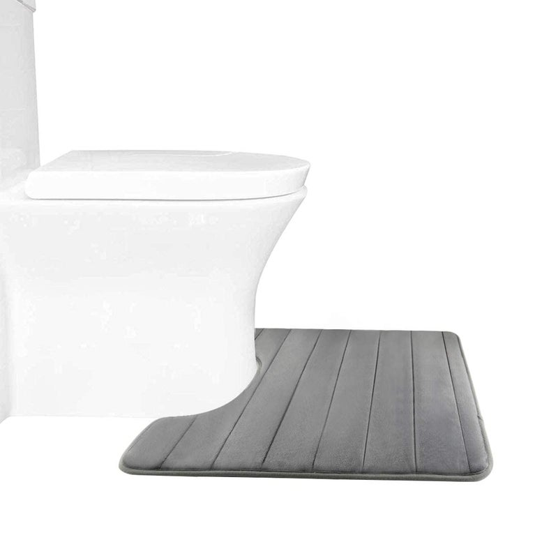 Onlyeasy Bath Rugs, U-Shaped Bath Mats,Soft Memory Foam Bathroom Carpet, Nonslip Toilet Floor Mat,Machine Wash (19"X 23", Grey) - Image 1