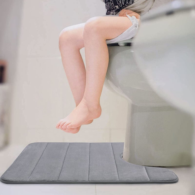 Onlyeasy Bath Rugs, U-Shaped Bath Mats,Soft Memory Foam Bathroom Carpet, Nonslip Toilet Floor Mat,Machine Wash (19"X 23", Grey) - Image 2