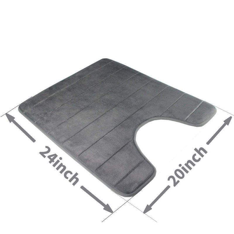 Onlyeasy Bath Rugs, U-Shaped Bath Mats,Soft Memory Foam Bathroom Carpet, Nonslip Toilet Floor Mat,Machine Wash (19"X 23", Grey) - Image 3