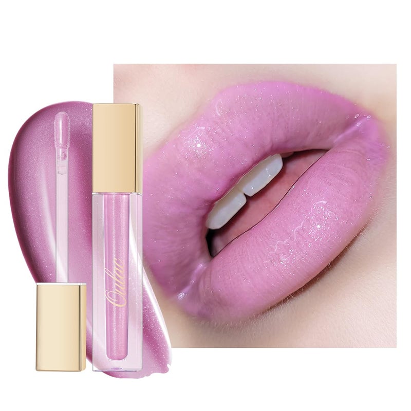 Oulac Oulac Light Purple Lip Gloss Highshine Moisturizing Lip Gloss Oil Liquid Lipstick Nonstick Cup Glitter Lipstick Lip Tint Reduce Fine Lines Lip Glaze For Dry Lip C10 