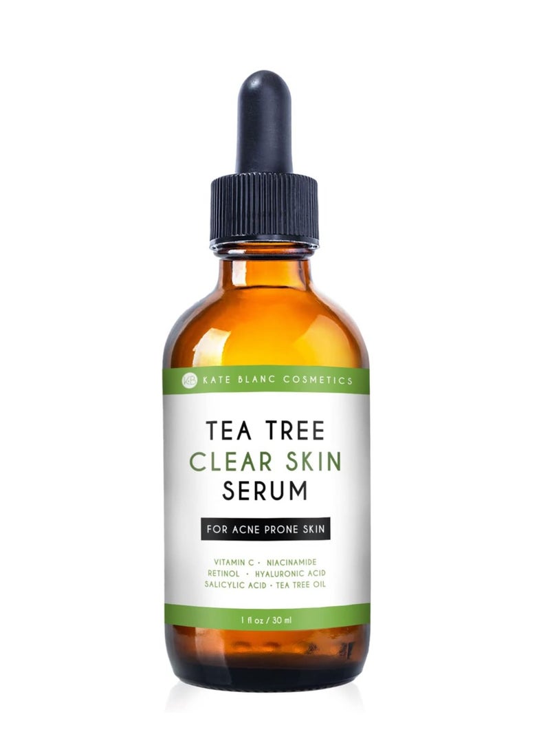Kate Blanc Cosmetics - Tea Tree Serum for Face and Acne Prone Skin (1oz). Tea Tree Oil Face Serum to Fight Acne Scars, Pimples, Dark Spots. Promotes Clear Skin for Teens - Image 1