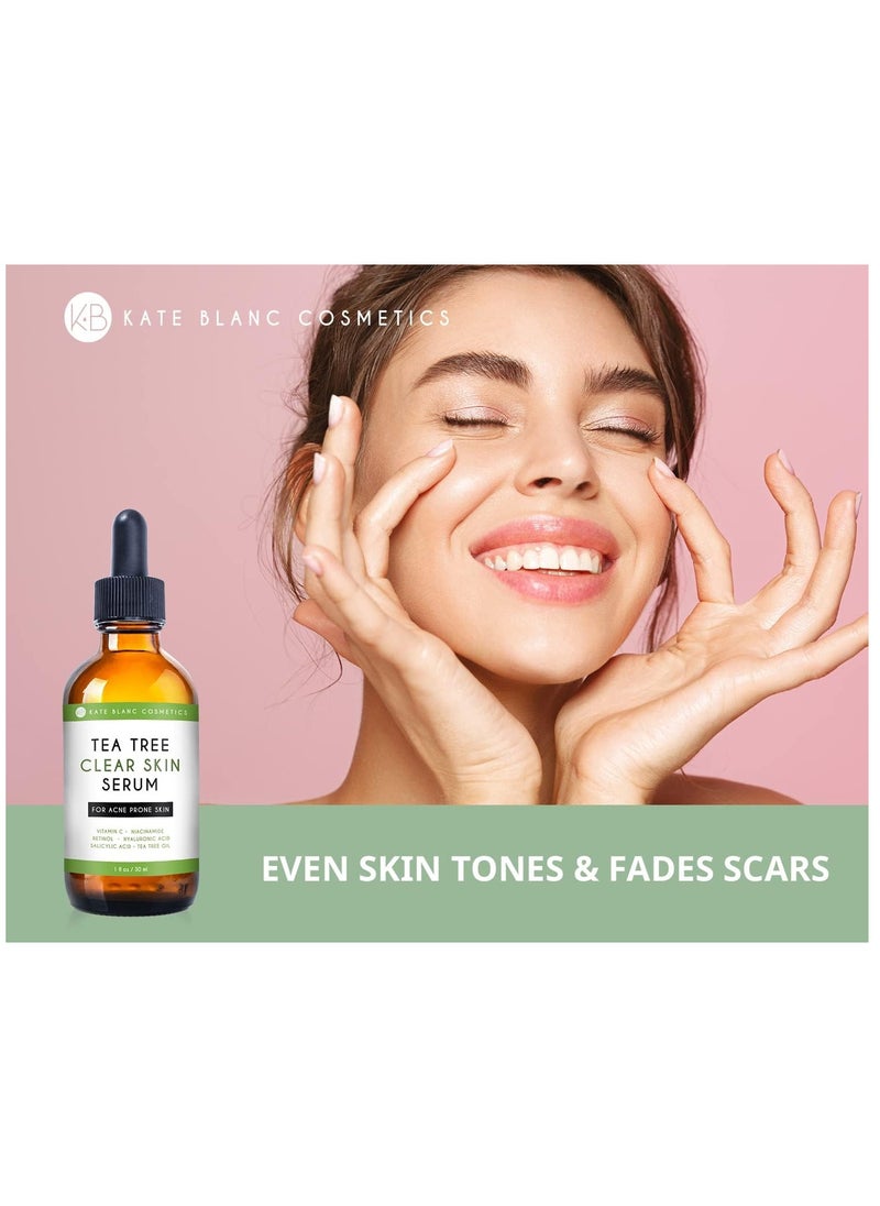 Kate Blanc Cosmetics - Tea Tree Serum for Face and Acne Prone Skin (1oz). Tea Tree Oil Face Serum to Fight Acne Scars, Pimples, Dark Spots. Promotes Clear Skin for Teens - Image 1
