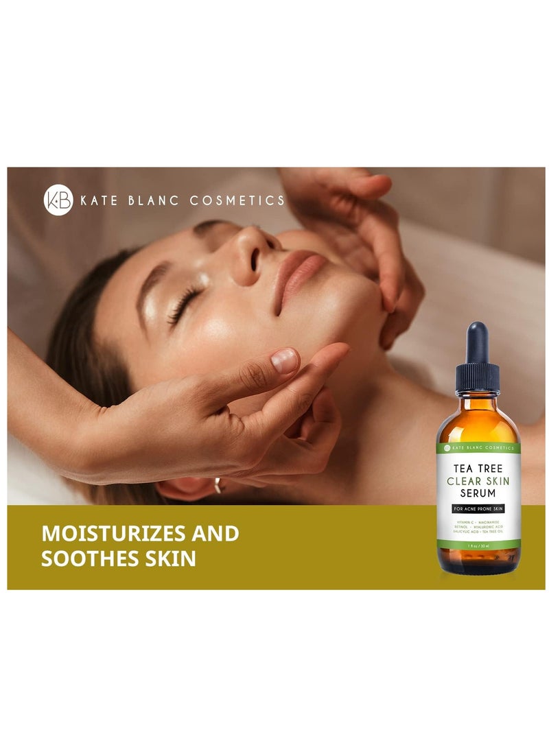 Kate Blanc Cosmetics - Tea Tree Serum for Face and Acne Prone Skin (1oz). Tea Tree Oil Face Serum to Fight Acne Scars, Pimples, Dark Spots. Promotes Clear Skin for Teens - Image 1