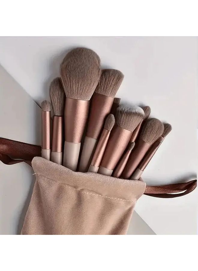13 In 1 Multicolored Professional Makeup Brush Set With Soft Synthetic Bristles For Foundation Powder Eyebrow Blush Lip Highlighter Concealer Contouring Ideal For Beginners And Pros Birthday Christmas Gift - Image 2