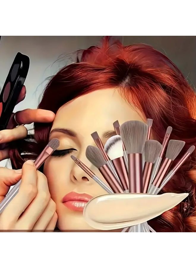 13 In 1 Multicolored Professional Makeup Brush Set With Soft Synthetic Bristles For Foundation Powder Eyebrow Blush Lip Highlighter Concealer Contouring Ideal For Beginners And Pros Birthday Christmas Gift - Image 1
