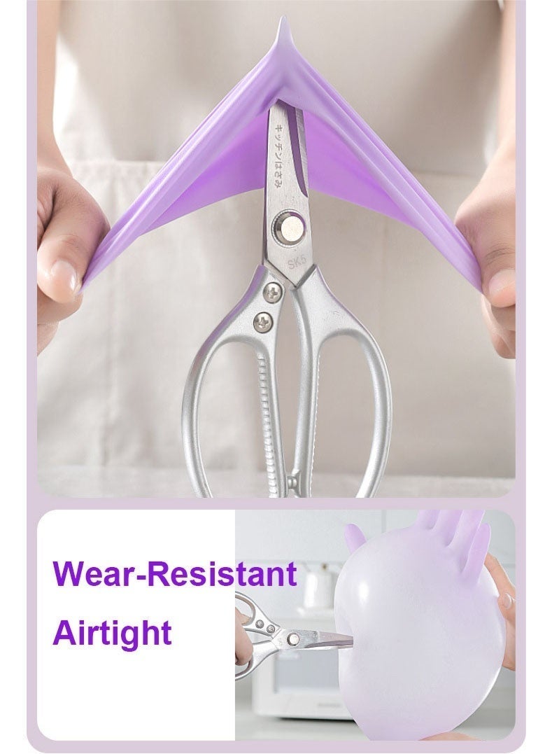 ميون قفازات نتريل للاستخدام مرة واحدة، طويلة جدًا (12 بوصة)، خالية من اللاتكس والبودرة، مقاومة للماء، مناسبة للتنظيف في المطبخ والمنزل والتجميل وتحضير الطعام، لون بنفسجي - Image 3