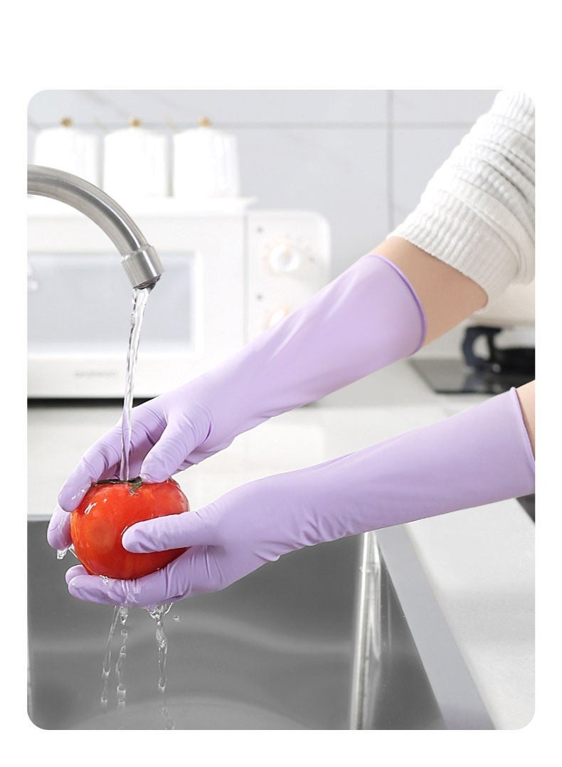 ميون قفازات نتريل للاستخدام مرة واحدة، طويلة جدًا (12 بوصة)، خالية من اللاتكس والبودرة، مقاومة للماء، مناسبة للتنظيف في المطبخ والمنزل والتجميل وتحضير الطعام، لون بنفسجي - Image 4