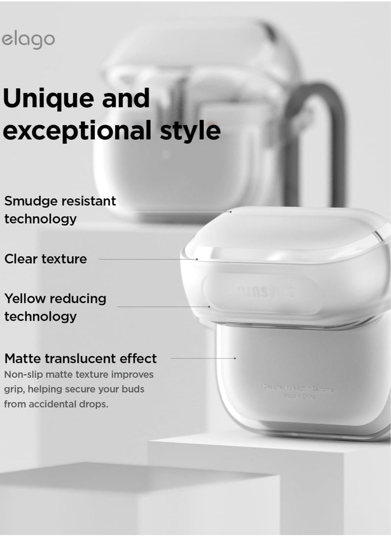 Elago - EDC Hang Compatible with Samsung Galaxy Buds3 and Galaxy Buds 3 Pro Case Cover with Carabiner - Matte Clear - Image 1