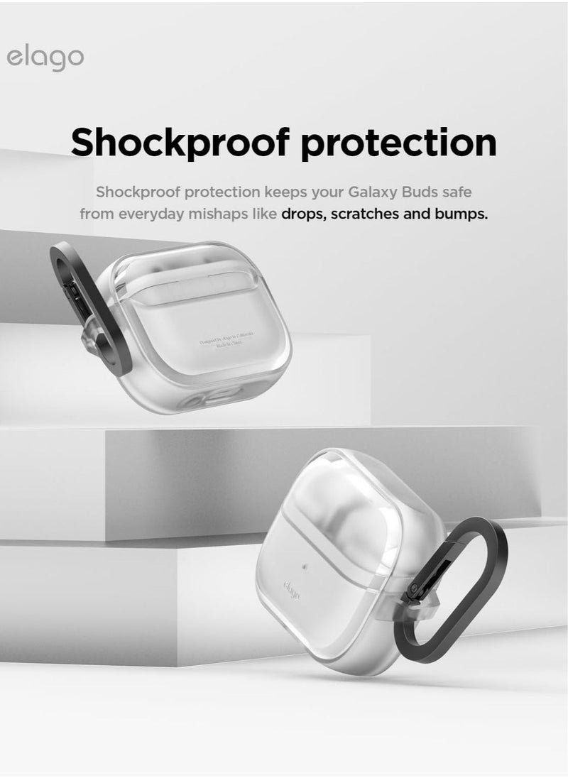 Elago - EDC Hang Compatible with Samsung Galaxy Buds3 and Galaxy Buds 3 Pro Case Cover with Carabiner - Matte Clear - Image 1