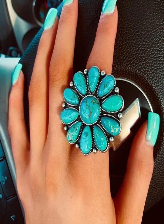 CSIYANJRY99 Boho Western Rodeo Turquoise Ring Vintage Western Jewelry for Women Cowgirl Country Concert Rodeo Jewelry Outfits for Women (Style F) - Image 2