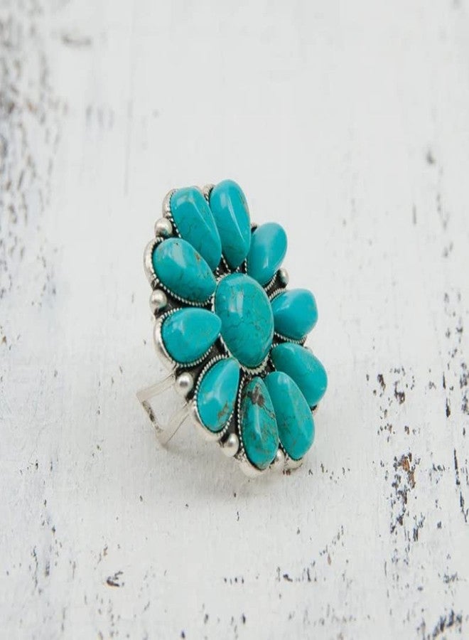 CSIYANJRY99 Boho Western Rodeo Turquoise Ring Vintage Western Jewelry for Women Cowgirl Country Concert Rodeo Jewelry Outfits for Women (Style F) - Image 5