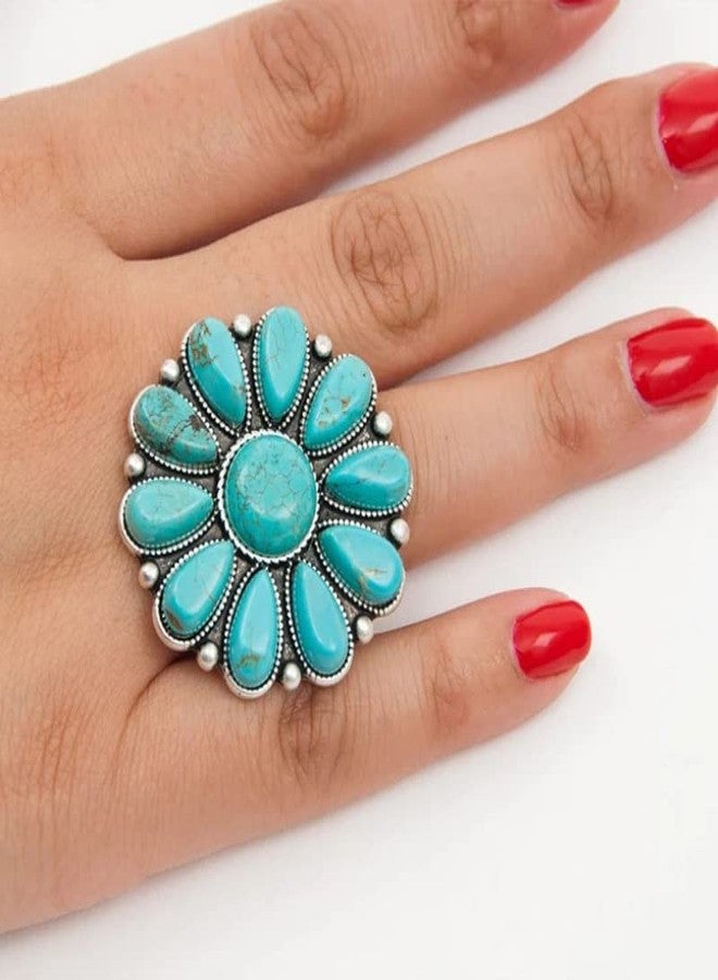 CSIYANJRY99 Boho Western Rodeo Turquoise Ring Vintage Western Jewelry for Women Cowgirl Country Concert Rodeo Jewelry Outfits for Women (Style F) - Image 3