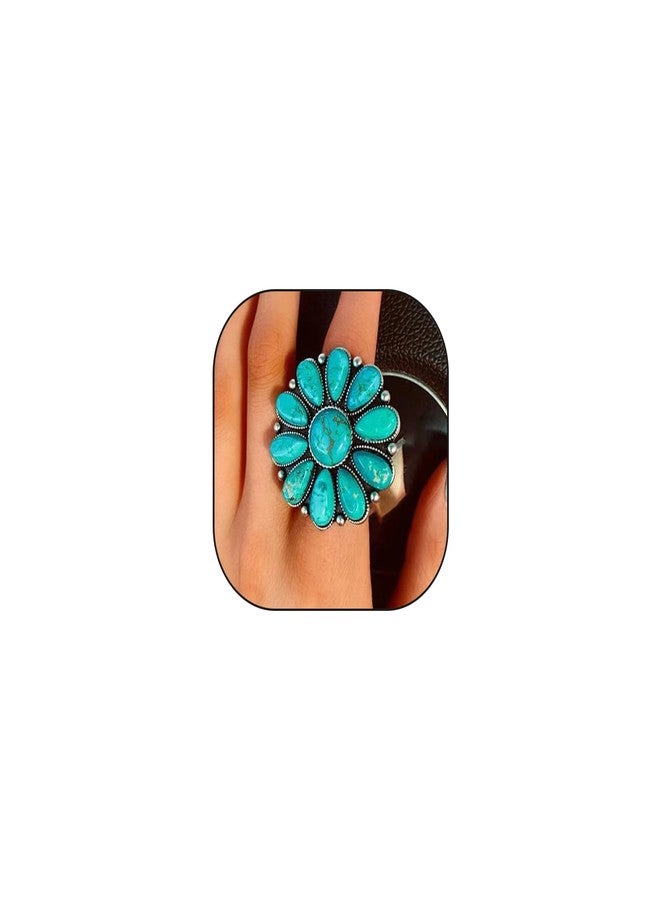 CSIYANJRY99 Boho Western Rodeo Turquoise Ring Vintage Western Jewelry for Women Cowgirl Country Concert Rodeo Jewelry Outfits for Women (Style F) - Image 1