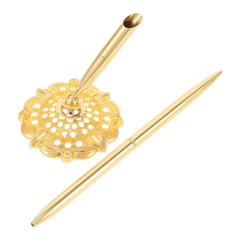 Gold Tone Metal Ballpoint Pen With Crystal for Business Desk Use - Image 2