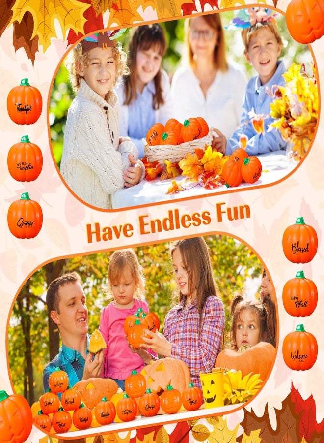 Seenelling 24 قطعة من كرات تخفيف التوتر لعيد الشكر على شكل يقطين، كرات تخفيف التوتر من يقطين الخريف، مصنوعة من إسفنج البولي يوريثان، كرات ضغط صغيرة على شكل يقطين، هدايا حفلات حصاد الخريف (برتقالية) - Image 2