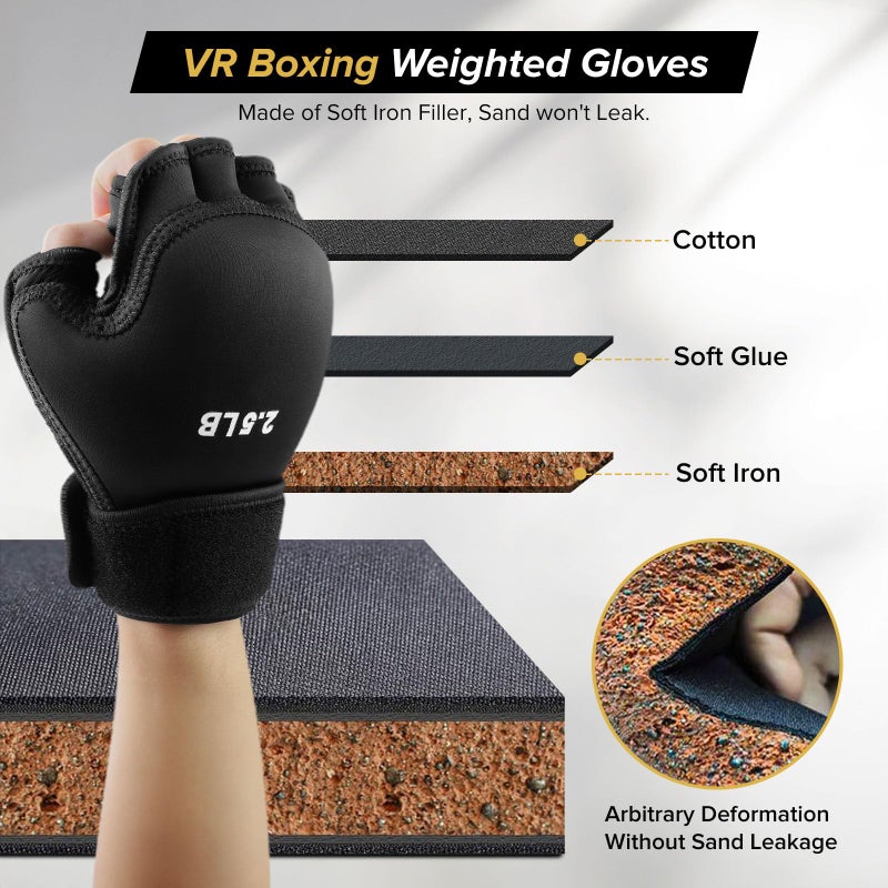 Rockhouse Weighted Hand Gloves 5lb(2.5lb Each), Soft Iron Fitness Gloves, Washable, for Gym Boxing Swimming Strength Training (5lb) - Image 2