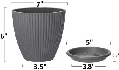 Rabbonix Plastic Round Flower Pots for Home Planters, Terrace, Garden Etc | Pack of 05 | Dark Grey | Suitable for Home Indoor & Outdoor Gardening Plants - Image 4