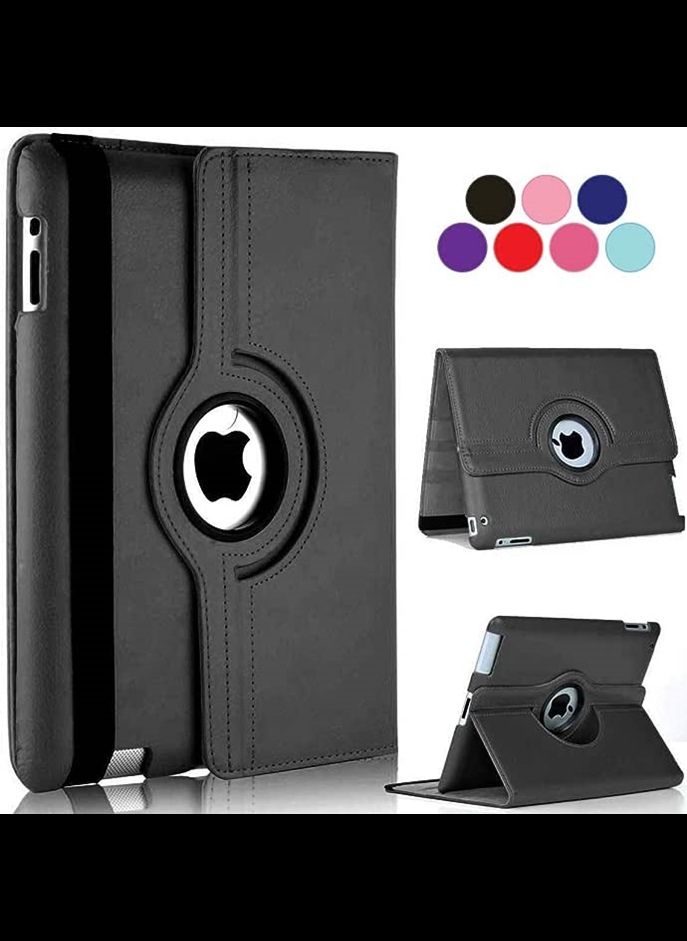 360 Degree Rotating Stand [Auto Sleep/Wake] Folio Leather Smart Cover Case for Apple iPad (iPad 9.7" 2017/2018, Black)