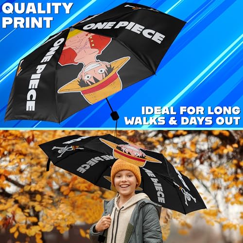 Get Trend One Piece Windproof Travel Umbrella, Strong Folding Compact Umbrellas for Rain, Light Portable Rain Travel Essentials for Kids Teens Adults, Fits Backpack & Car, Anime Gifts (Black One Piece) - Image 5
