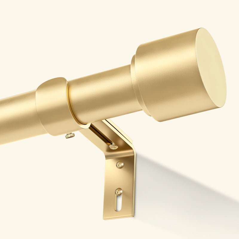 GEEBOBO Gold Curtain Rods for Windows 66 to 120 Inch, 1 Inch Adjustable Heavy Duty Easy Install Curtain Rods Set for Outdoor, Patio, Farmhouse, Bedroom, Living Room (Gold, 30"-120") - Image 1