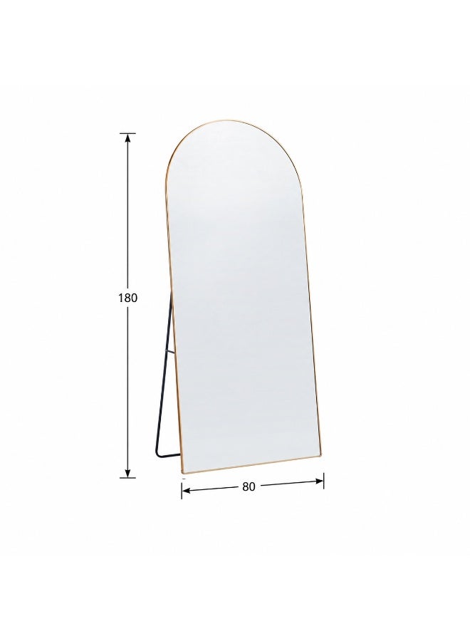 alsaada home Full-Length Free Standing Floor Mirror with Wheels & Metal Frame, 180x80 cm - Gold - Image 3