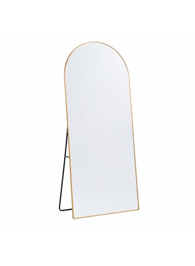 alsaada home Full-Length Free Standing Floor Mirror with Wheels & Metal Frame, 180x80 cm - Gold - Image 1