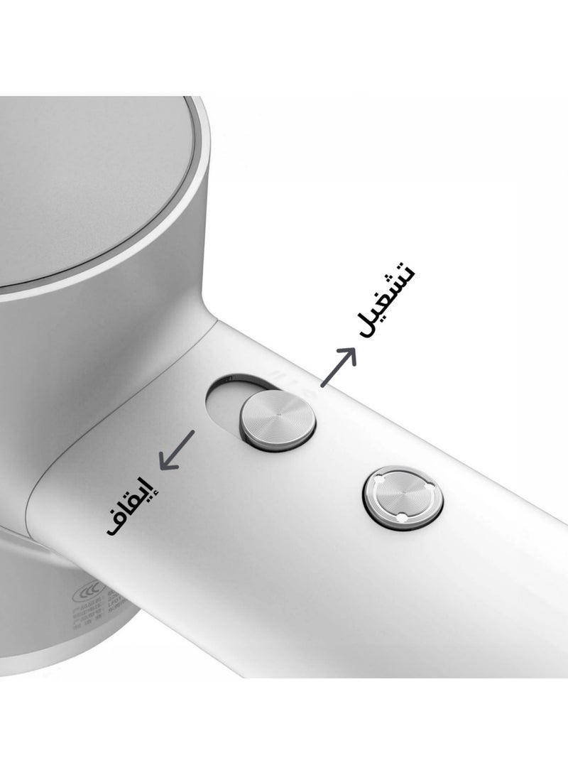 لايفن ميني مجفف شعر عالي السرعة أيوني - ابيض قطبي | الأكثر مبيعًا عالميًا، والأول عالميًا | خفيف الوزن، منخفض الضوضاء، صغير الحجم، مزود بفوهة مغناطيسية وحقيبة سفر - للمنزل والسفر - Image 4