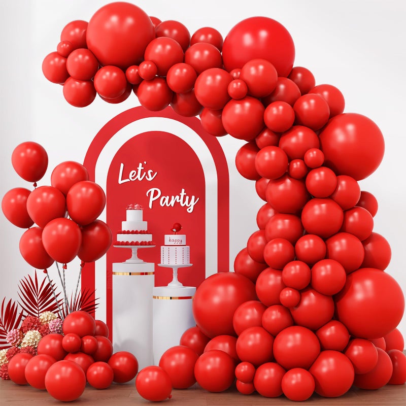 RUBFAC 154pcs Red Balloons Different Sizes 18 12 10 5 Inch for Garland Arch Premium Latex Balloons for Valentines Day Birthday Decorations Wedding Baby Shower Party Decor - Image 3