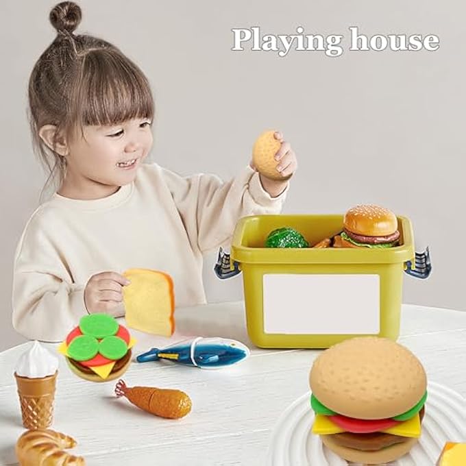 funnysquee 7 Layers Hamburger Toy Stress Relief Soft Simulation Food Detachable Burger Squeeze Toys Kawaii Squishies Birthday Gift for Kids (Hamburger A) - Image 5